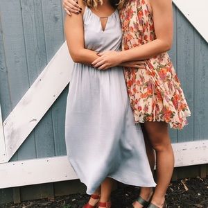 Blue silver silk dress